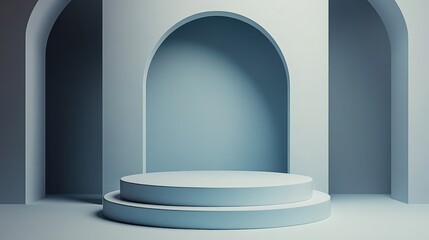 Minimalist Product Display Podium with Arched Background.