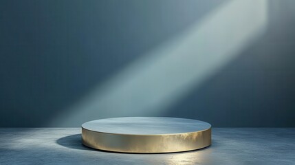 Modern minimalist product display podium with dramatic light.