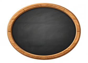 Round Black Chalkboard Wooden Frame Icon: Circular Vintage Blackboard Design Vector