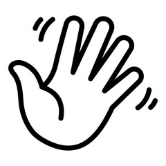 Waving hand gesture icon, symbolizing greeting, hello, or goodbye.