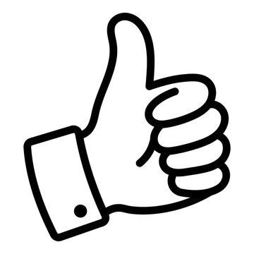 Thumbs up gesture icon, symbolizing approval, success, or agreement.
