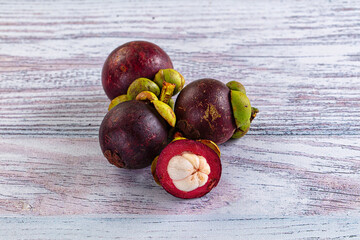 Juicy exotic sweet ripe mangosteen