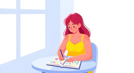 girl journaling vector illustration 