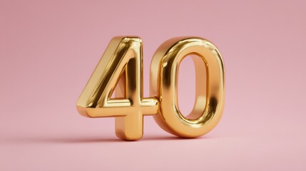 Celebrating a special milestone with a golden 40 decoration against a soft pink backdrop