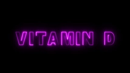 Neon Vitamin D text icon animation. Neon effects text animation on black background. - Powered by Adobe