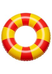 Red yellow striped inflatable ring life preserver safety equipment