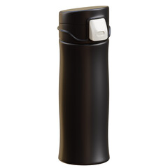 Sleek Black Insulated Tumbler with White Accent on a Transparent Background Perfect for Beverages On The Go