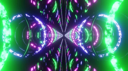 Green with blue and purple rings tunnel VJ loop background - Powered by Adobe