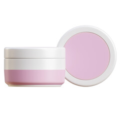 Cosmetic Cream Jar With Pink Lid And White Base Isolated On Transparent Background Studio Shot