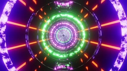 Green with purple and pink tunnel rings VJ loop background - Powered by Adobe