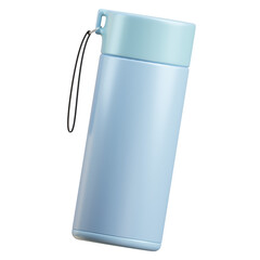 Light Blue Insulated Tumbler With Light Blue Cap and Handle on Transparent Background Studio Shot