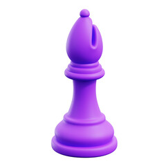 Purple Bishop Chess Piece 3D Render Isolated on Transparent Background