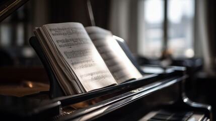 グランドピアノと譜面の静物