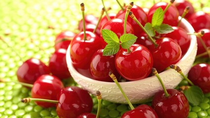 Fresh Cherries in a Bowl.