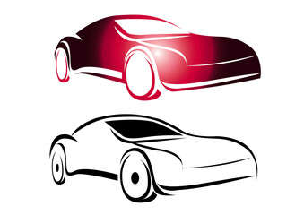 logo de voiture rouge et stilysé noir