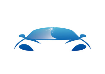 logo de voiture bleu en face 