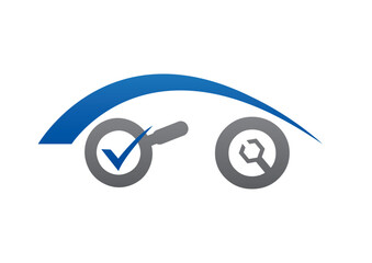 logo de voiture simple avec deux icones cherche et réparation