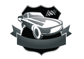 logo de voiture avec ecusson gris noir