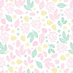 Happy New Year seamless pattern with fir cone, holly leaves and berries for greeting cards, wrapping papers. Seamless winter pattern. Vector illustration.
