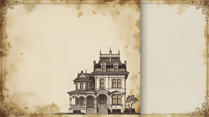 vintage photo of the old town in old paper
