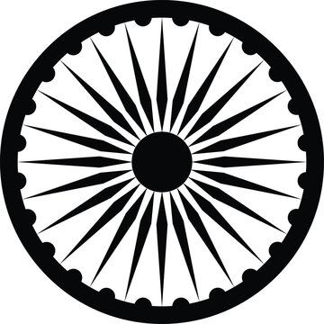 Black Symbol of Ashok Chakra EPS Vector. Indian flag Ashok chakra vector illustration.