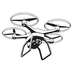 High-quality sketch of a modern drone with camera for aerial photography and videography silhouette vector