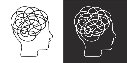 Abstract tangled line brain illustration representing mental health stress anxiety and psychological complexity