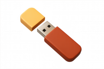 Usb flash drive transmitting data. Portable digital memory storage technology on transparent background