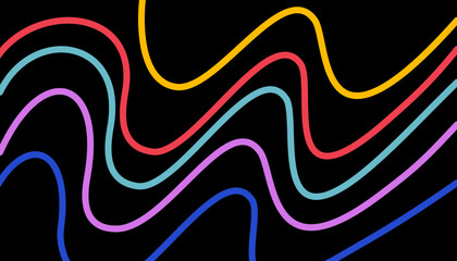 abstract line colorful wave black background