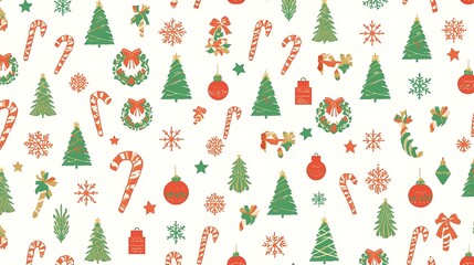 Seamless green Christmas tree pattern for festive winter holiday decoration and new year celebration illustration