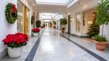 Fototapeta premium Shopping mall arcade decorated for Christmas holiday season