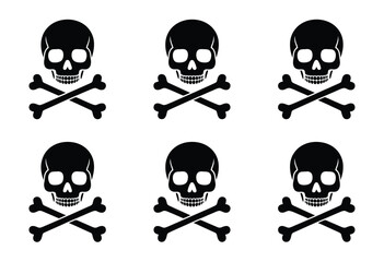 Set of 6 bundle silhouette illustration skull and crossbones vector graphics for eps download silhouette vector illustration white background