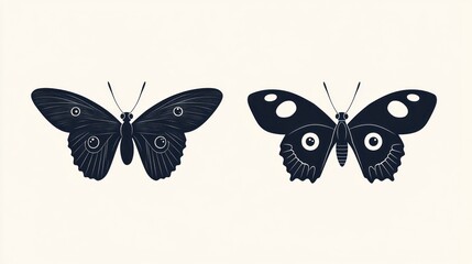 Two black silhouette butterflies, graphic design