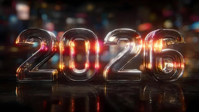 glowing glass digits forming 2025 with colorful bokeh lights in the background Concept Glowing Glass Digits, 2025 Theme, Colorful Bokeh, Neon Typography, Festive Night Lights - Powered by Adobe