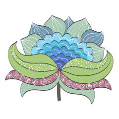 Abstract Flower Illustration with Decorative Elements on Black