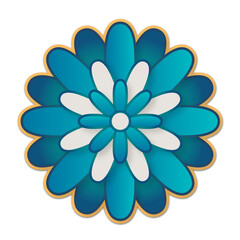Fototapeta premium Abstract stylized flower with blue and white petals