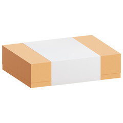 A Stack of Beige Cards Secured by a White Band Against a Transparent Background