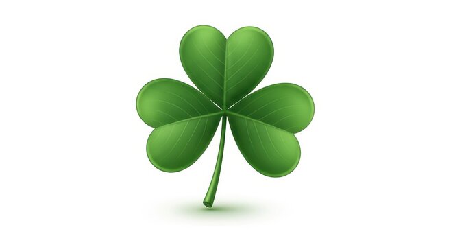 Detailed Green Shamrock Three-Leaf Clover Illustration Isolated on White Background for St. Patrick's Day