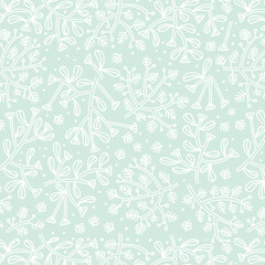 Happy New Year seamless pattern with fir cone, holly leaves and berries for greeting cards, wrapping papers. Seamless winter pattern. Vector illustration.
