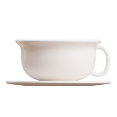 Clean White Ceramic Gravy Boat With Handle On A Saucer Isolated On A Transparent Background