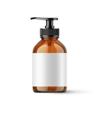 Amber Glass Bottle with Black Pump Cap