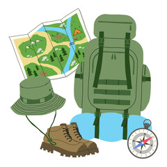 Camping and hiking elements set 3, PNG illustration.
