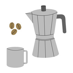 Coffee elements set 1, PNG illustration.