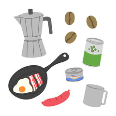 Camping and hiking equipment elements set 2, PNG illustration.