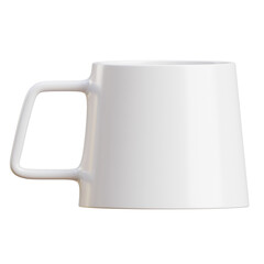 Simple White Ceramic Mug with a Modern Handle Isolated on Transparent Background Clean Minimalist Object for Beverages