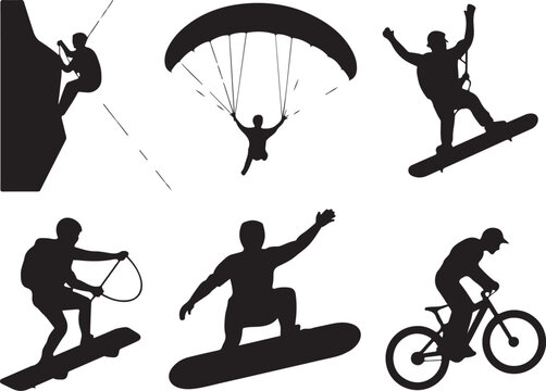 Action sports silhouettes inspire adventure and excitement