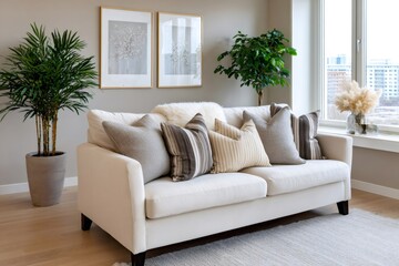 Cozy living room interior with modern furniture design