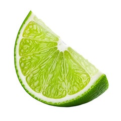 Vibrant green lime slice isolated fresh citrus fruit healthy food ingredient isolated on black isolated on transparent background