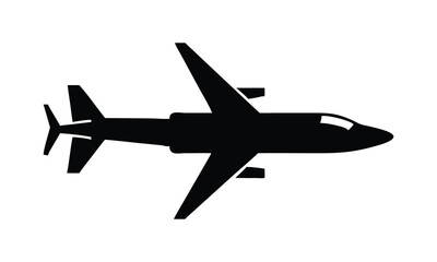 Airplane Silhouette – Jet Aircraft Travel Icon Vector Design