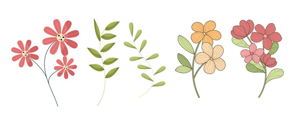 Floral arrangement with pink and yellow flowers drawing